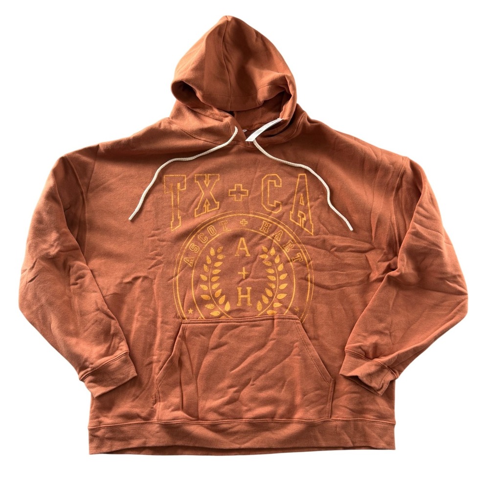 Ascot + Hart TX + CA Graphic Hoodie Rust Brown XXL Texas California Casual